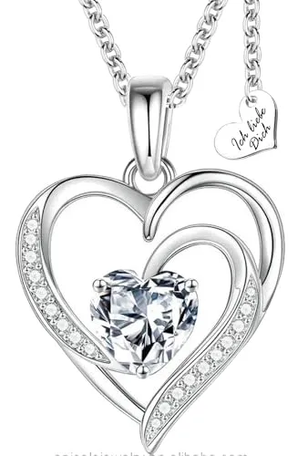 Herzkette Silber 925 - Gold vergoldet mit Herzanhänger - Ketten für Damen, aus echtem 925er Silber mit funkelnden Zirkonia, inklusive Geschenkset für besondere Anlässe – ideal als Liebesgeschenk!