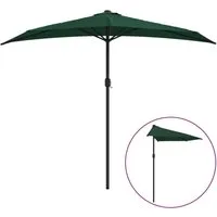 furnicato Balkon-Sonnenschirm Alu-Mast Grün 270x144 cm Halbrund