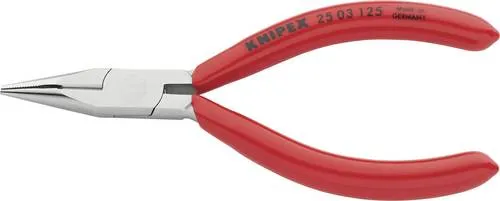 Knipex Flachrundzange 2503125, Radiozange mit Schneide, 125mm - Zangen für präzise Greif- und Schneidarbeiten, induktiv gehärtete Schneiden für hohe Langlebigkeit, ideal für feine Drahtarbeiten bis Ø 2,2 mm, Made in Germany.