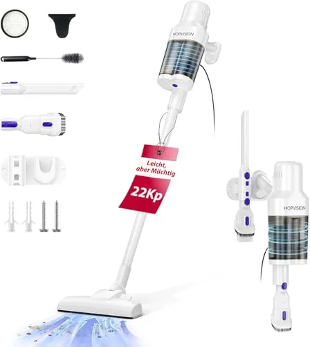 HOPVISION Staubsauger mit Kabel, 3-in-1 Beutelloser Handstaubsauger 600W 22KPa, Vacuum Cleaner mit 800ml Doppel-Staubbehälter, Perfekt für Tierhaare Corded
