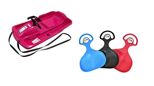 KHW Lenkschlitten Set Snow Fox, Pink - Made in Germany - Kinderfahrzeuge mit hochwertiger deutscher Verarbeitung, inklusive Po-Rutscher für zusätzlichen Winterspaß und gemeinsame Abenteuer im Schnee.