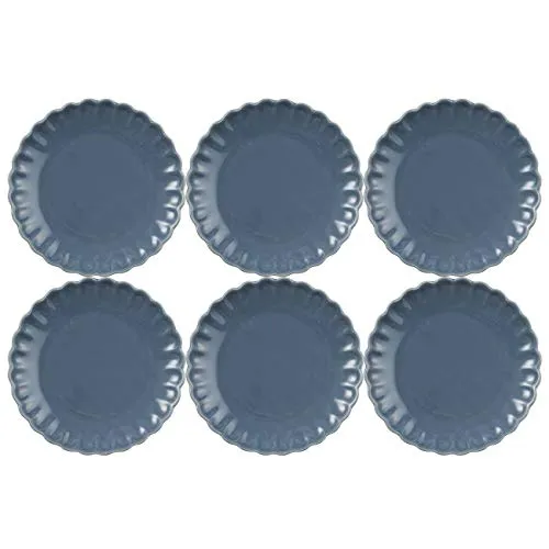 CREAFLOR HOME 6er Set Kuchenteller MYNTE Cornflower blau - Dessertteller aus Steingut, spülmaschinen- und mikrowellengeeignet, ideal für stilvolle Anlässe und alltägliche Nutzung.