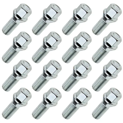 16x Radschrauben M14x1,5 Kegel 30mm SW17 - Felgenschlösser, Radmuttern & -bolzen, langlebig und rostbeständig mit einfacher Installation für Alufelgen und Stahlfelgen.