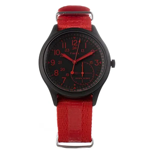 Herrenuhr Timex TW2V10900LG - Stilvolle Armbanduhr für Herren - Armbanduhr mit Ø 41 mm, Quarzwerk und strapazierfähigem Nylonarmband in Rot. Ideal für modebewusste Männer, die Komfort und Funktionalität schätzen.