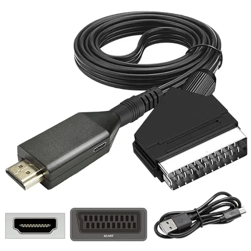 LNGJIN SCART zu HDMI Kabel Adapter - Video Audio Wandler Konverter für TV, HDTV, STB, VHS, VCR, PS3, Sky, DVD, Blu-ray - 720p/1080p-Ausgang