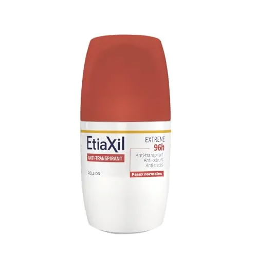 ETIAXIL Deodorant gegen Schwitzen – mäßiges Schwitzen – Achseln – Extreme 96h – für normale Haut – 96h Wirksamkeit – Roll-On – 50 ml