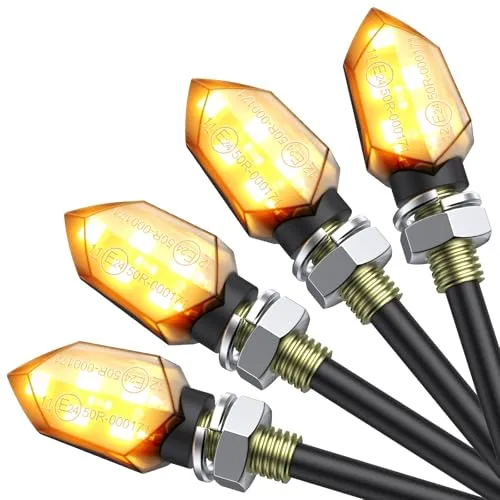 Justech 12V LED Smoked Microblinker Miniblinker Blinker Motorrad 4 Stück/E-Prüfzeichen