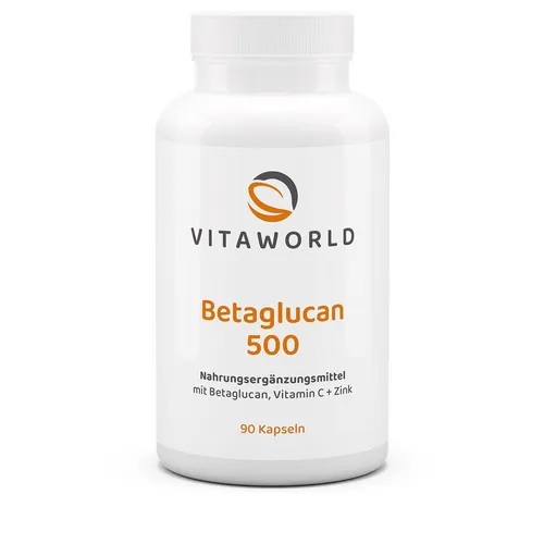 Vita World Beta Glucan 500mg (26,01/100g) 90 Kapseln Betaglucan Vitamin C Zink