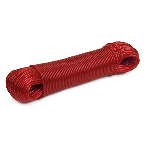 CENBEN WÄSCHELEINE 50 Meter PVC Wäscheleine stabile Stahldrahteinlage hochwertige Reisewäscheleine (Farbe: Rot, Länge: 50 m) für den Haushalt, Garten und Camping