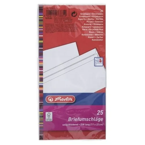 HERLITZ BRIEFUMSCHLÄGE 25 STÜCK PACKUNG DIN LANG WEISS OHNE FENSTER