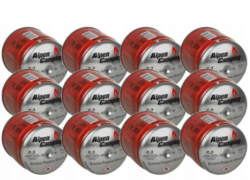 Alpen Camping Gaskartusche Stechkartusche 400 ml / 190 g Butan Gas 12 x