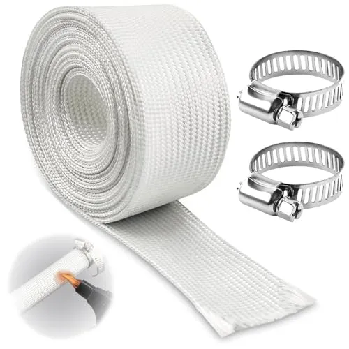 Jiavlyx 200 cm Abgasschlauch Für Stromerzeuger, 25mm Heat Sleeve Abgasschlauch, Mit 2 Clips, Standheizung Isolierung Schlauch, Für Notstromaggregat, Lufterhitzer, Standheizung