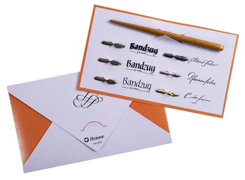Brause 1137B Kalligraphie-Set - Kalligraphie-Stifte für Einsteiger, inklusive Holz-Schreibfederhalter und 6 hochwertigen Federn für kreative Schriftgestaltung. Perfekt als Geschenk und hergestellt in Europa.