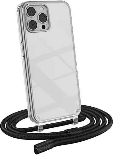 MyGadget Handykette für iPhone 14 Pro Max - [ Hülle mit Band abnehmbar & verstellbar ] - Handyhülle mit Handyband zum Umhängen Schnur Case Schutzhülle - Schwarz