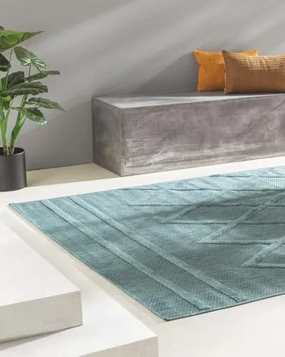 benuta Nest In- & Outdoor Teppich Bonte in türkis von benuta