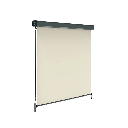 paramondo Außenrollo Senkrechtmarkise 2000 Balkonmarkise Balkonrollo Sonnenschutz, mit Kassette & Kurbelbedienung, 160 x 250 cm, Beige, Gestell Anthrazit