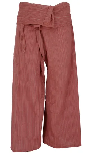Thai Fischerhose aus gestreiftem Webstoff, loose fit Baumwoll Wickelhose, weite