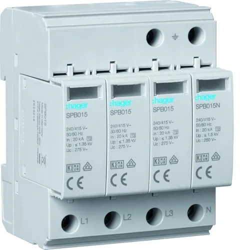 Hager Überspannungsableiter SPB413 - effektiver Schutz vor Überspannung, ideal für elektrische Anlagen und Sicherheitssysteme