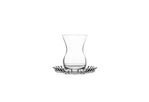 12-teiliges Teegläser-Set mit Riffle Unterteller - Thermobehälter, elegantes Design aus transparentem Glas mit 145 ml Kapazität, ideal für stilvolle Teestunden.