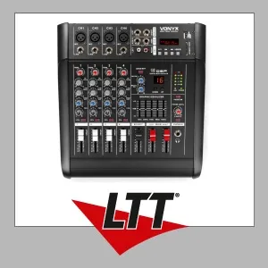 Vonyx AM5A 5-Kanal-Mischpult mit Verstärker DSP/Bluetooth/SD/USB/MP3 - Hifi-Verstärker mit 2x 500W-Verstärker, 4 Mikrofon- und Line-Eingängen und 16 digitalen Effekten – ideal für Live-Performances und vielseitige Anwendungen.