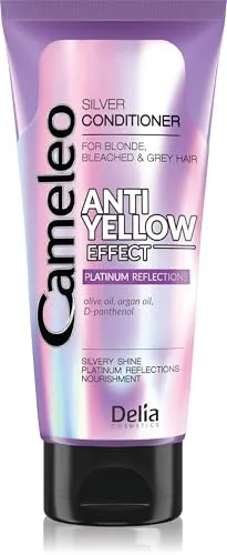Cameleo Silber-Spülung - keine Gelbtöne - für blondes, graues, weißes Haar - UV-Schutz - tägliche Anwendung - lila Intensiv-Spülung für gesträhntes & gebleichtes Haar - ohne Parabene - 200 ml