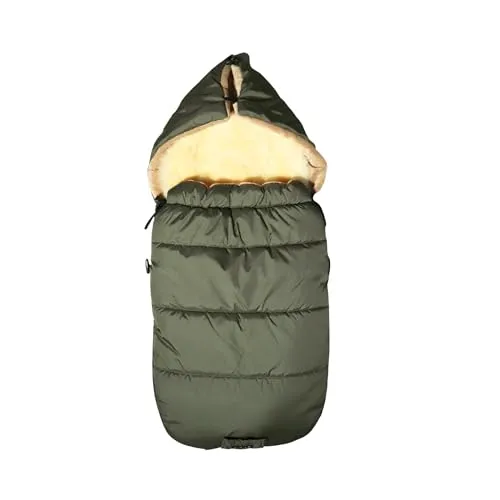 SHEEP Thermo Fußsack mit Lammfelleinlage (khaki) – 100x45cm für Kinderwagen