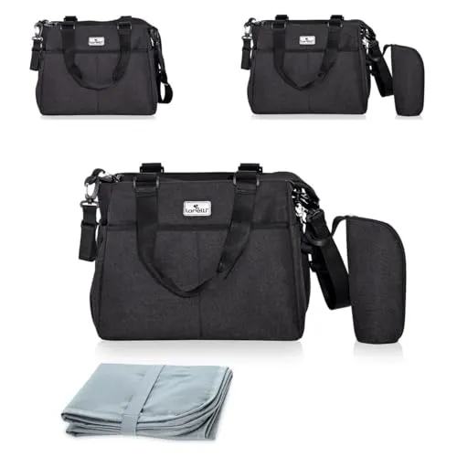 Lorelli Wickeltasche Maya mit Wickelunterlage - Wickeltasche mit isolierter Seitentasche, ideal für unterwegs. Praktisch und stylish in Schwarz, perfekt für frischgebackene Eltern.