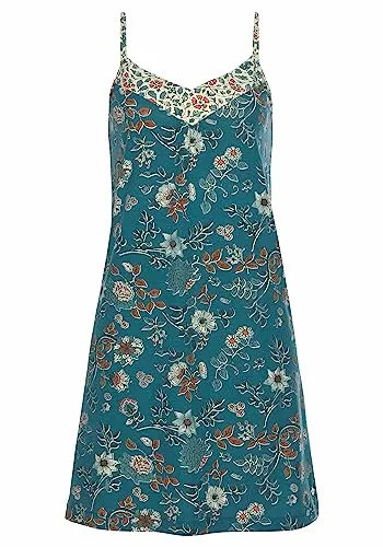 LASCANA Negligé Damen, Gr. 36/38, Blumen Allover-Druck - Elegantes Negligé aus elastischem Single Jersey mit V-Ausschnitt und schmalen Trägern. Perfekt für festliche Anlässe und angenehmen Tragekomfort.