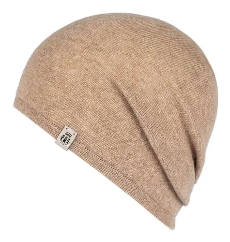 Roeckl Damen Pure Cashmere Beanie-Mütze, Beige, 55/60 cm - Strickmützen für Damen, aus hochwertigem Cashmere für ultimativen Komfort und Stil in der kalten Jahreszeit.