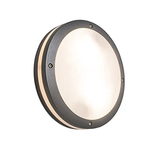 Qazqa - Moderne 2-flammige Außenleuchte Dunkelgrau - Elegante Außen Deckenlampe in Dunkelgrau, IP54 für wetterfeste Nutzung. Ideal für stilvolle Außenbeleuchtung, mit E27 Fassung für dimmbare Leuchtmittel.