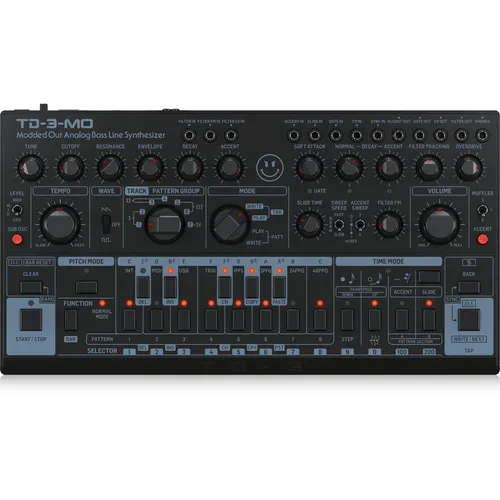 Behringer TD-3-MO BK Analoger Synthesizer mit Devil Fish Modifikation - Synthesizer & Soundmodule, legendärer Sound der TB-303 mit erweiterten Funktionen und umfangreicher Modifikation für kreative Klanggestaltung.