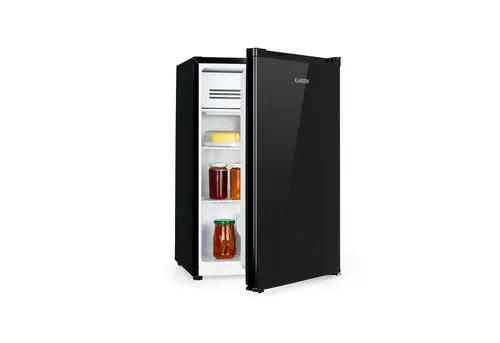 Kühlschrank HEA9-Delaware-B10 mit Gefrierfach - Kompakter 76L Kühlschrank mit 4L Gefrierfach, ideal für Single-Haushalte. Energieeffizienzklasse E und LED-Innenbeleuchtung sorgen für optimale Nutzung und Sicht.