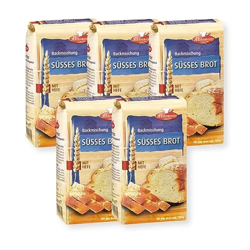 BIELMEIER KÜCHENMEISTER Brotbackmischung Süßes Brot 5 x 500 g I Brotbackmischungen für Brotbackautomat & Ofen I Brot mit Backmischung einfach gemacht