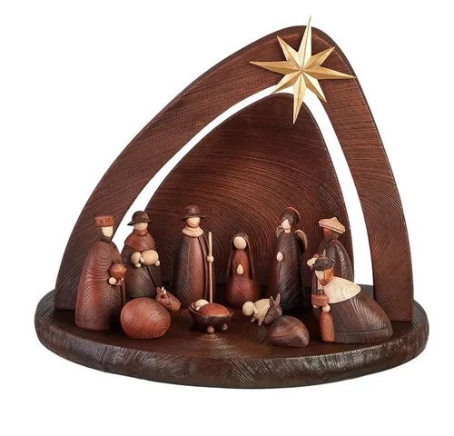 Moderne Weihnachtskrippe 58x45x39 cm inkl. Krippenfiguren - Krippen, moderne Gestaltung mit 10-20 Figuren, ideal für festliche Dekoration und zur Schaffung einer stimmungsvollen Weihnachtsatmosphäre.