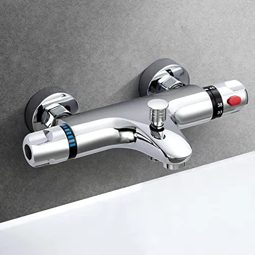 Wannenarmatur Thermostat, Messing Badewannenarmatur mit Sicherheitstaste