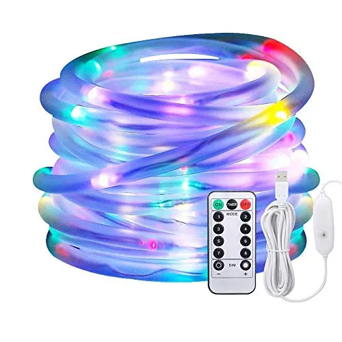 Afufu LED Lichtschlauch 13M 100er Lichterschlauch Bunt Mehrfarbig-Lichterkette Innen und Außen-Lichterkette USB-Wasserdicht IP65-3M Stromkabel-8 Modi Fernbedienbar Lichterketten RGB