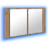 vidaXL Badezimmerspiegelschrank Artisan-Eiche 80 x 12 x 45 cm mit LED