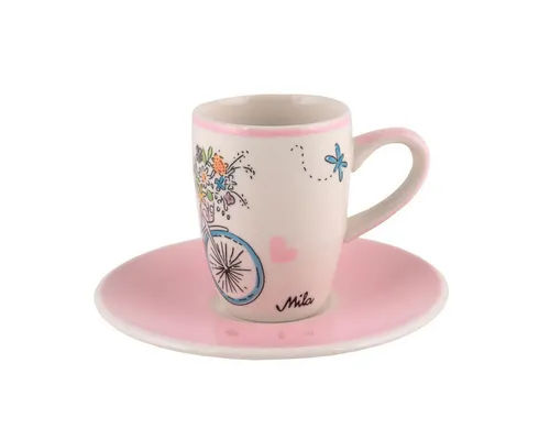 Mila Espressotasse Mila Keramik Espresso-Tasse mit Untere Rad-Tour ins Grüne, Keramik