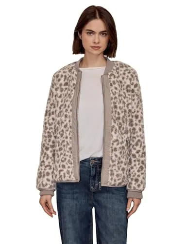 Street One Studio Damen Blouson mit Leomuster - Stylisher Teddyblouson mit Rundhalsausschnitt und praktischen Seitentaschen. Weich und kuschelig für gemütliche Tage.