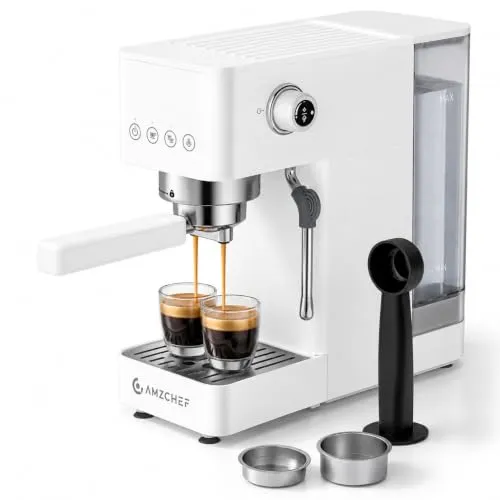 AMZCHEF Siebträgermaschine 20 Bar, Weiß, kompakt von Amzchef