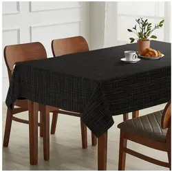 ANRO Tischdecke mit feiner Veredelung und Beschichtung Tischwäsche Stoff-Tischdecke (Einzelstück 1-tlg), Premium TEFLON und 2-Fache Acryl Beschichtung schwarz eckig | 140 cm x 240 cm