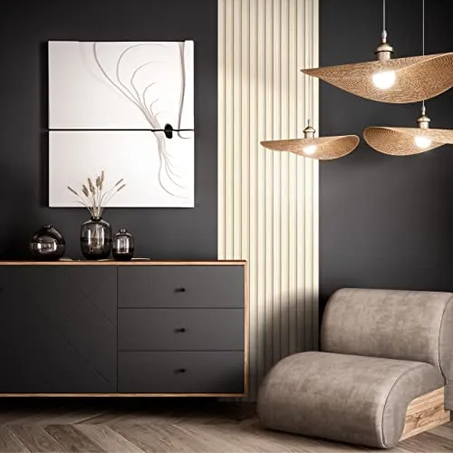 Newroom Tapeten Paneel Vliestapete - 2,5 x 0,53m Paneel - Creme Holz Holztapete Skandi Natur 3D Lamellen Holzwand Modern Lamellenwand Naturholz