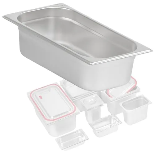 Mahlzeit GN Behälter 1/3 | Höhe 100 mm | Verschiedene Größen verfügbar | Edelstahl Gastronomiebehälter | Gastronorm Behälter, Gastronormbehälter, Wärmebehälter für Chafing Dishes