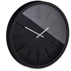 Relaxdays Wanduhr Kunststoff, analog, Quarzuhr, Ø 35 cm, schwarz