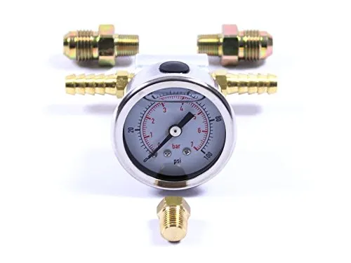 X-Parts Benzindruckanzeige 0-7bar 8mm + D06 BDR Anzeige Manometer Dash-6