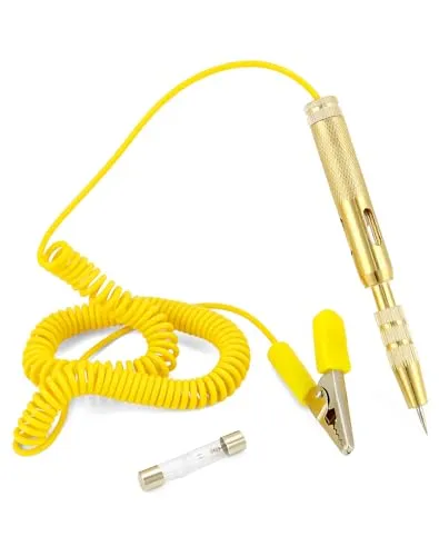 QWORK® 6V 12V 24V Auto Spannungsprüfer mit Prüflampe, Stromprüfer KFZ Spannungstester mit 2.5m Dehnbare Kabel & Krokodilklemme, für Autos und Motorrädern