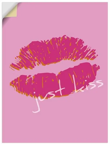 ARTland Wanddeko Wandtattoo selbstklebende Vinylfolie 90x120 cm Minimalismus aesthetic room decor dopamin deko pink Just kiss U5WG