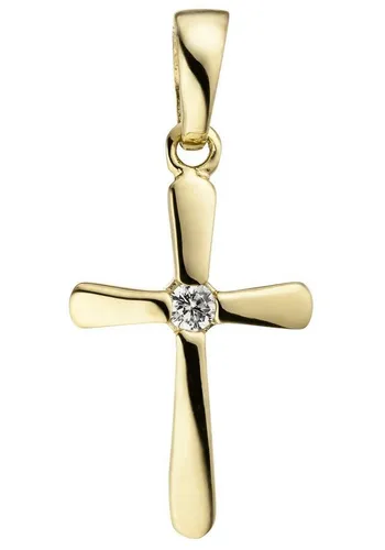 JOBO Kreuzanhänger Anhänger Kreuz, 375 Gold mit 1 Zirkonia von JOBO