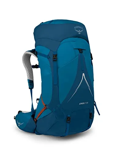 Osprey Atmos AG LT 65 - Leichter Trekkingrucksack mit Komfort - Rucksäcke: Der Atmos AG LT 65 kombiniert Leichtigkeit und hohen Tragekomfort, ideal für Abenteuer mit durchdachten Features wie integrierter Regenhülle und AntiGravity Rückensystem.