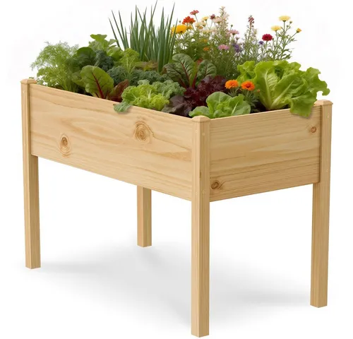 Meulbaty Hochbeet aus Holz mit Beinen – Ergonomischer Pflanzkasten aus Kiefernholz - Ergonomisches Gärtnern leicht gemacht! Unser Hochbeet aus wetterfest imprägniertem Kiefernholz mit 80 cm Arbeitshöhe sorgt für eine bequeme Gartenpflege auf Terrasse, Balkon oder im Garten. Stabil und langlebig, ideal für Ihre Pflanzen.